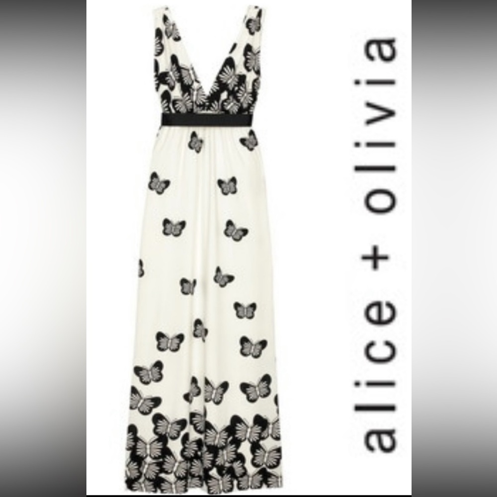 Alice and Olivia silk butterfly maxi dress. Excellent condition.